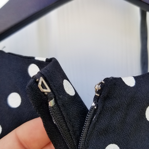 Cleo Petites midi black and white polka dot vintage short sleeve chest cut out 8 - Picture 13 of 16